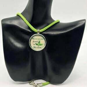 Green Leaf Jesus Necklace